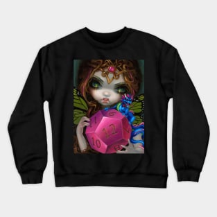 8 Sided Die Gamer Girl Fairy Dragon Crewneck Sweatshirt